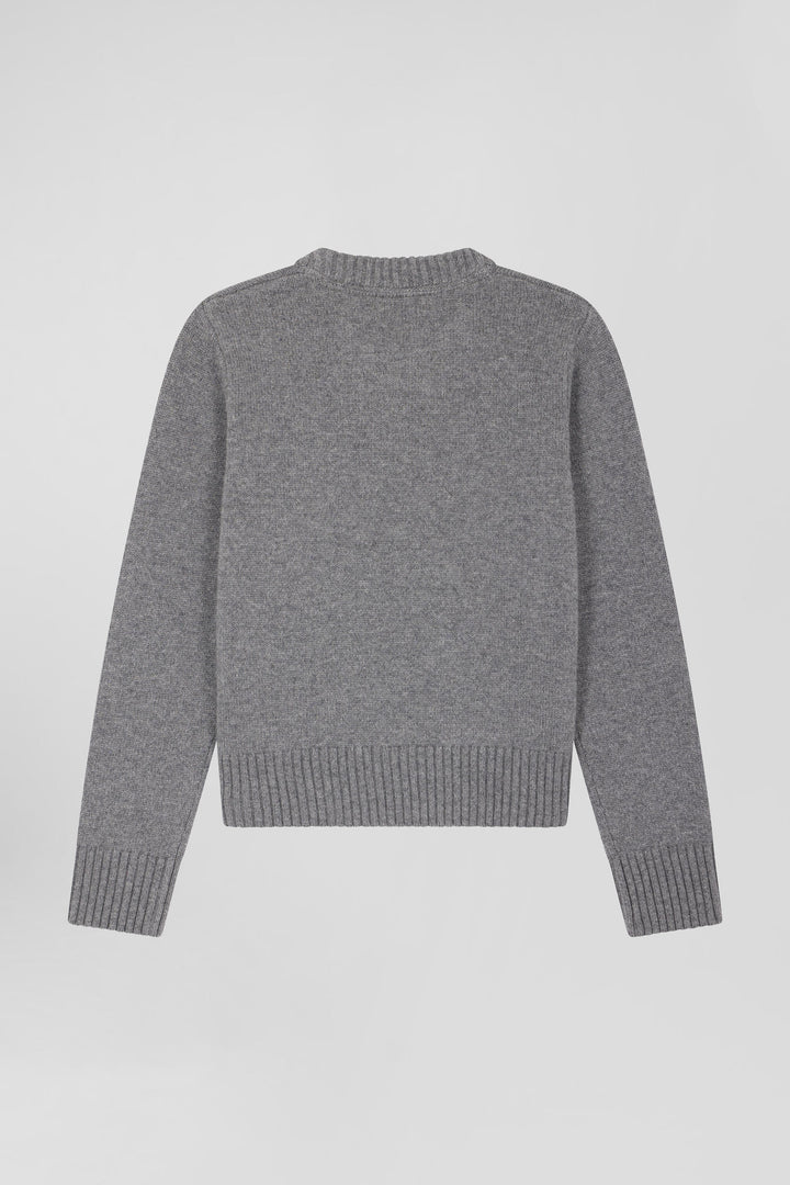 Regular grey round-neck wool and cashmere jumper