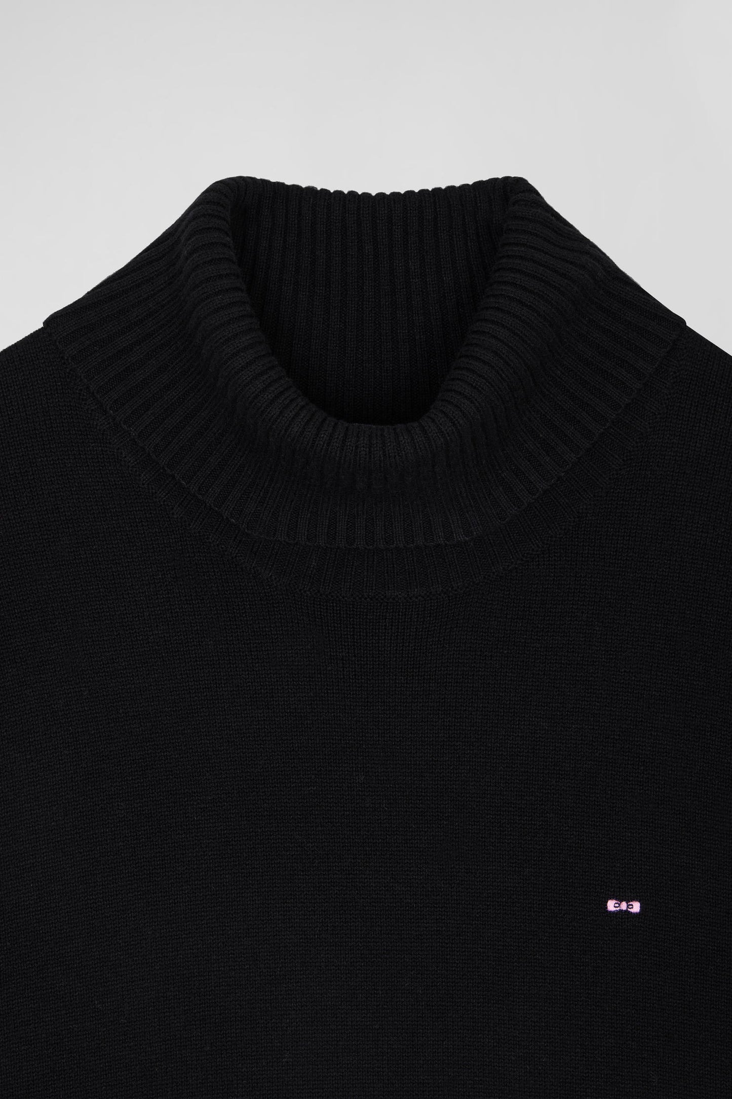 Relaxed black wool and cotton turtleneck jumper