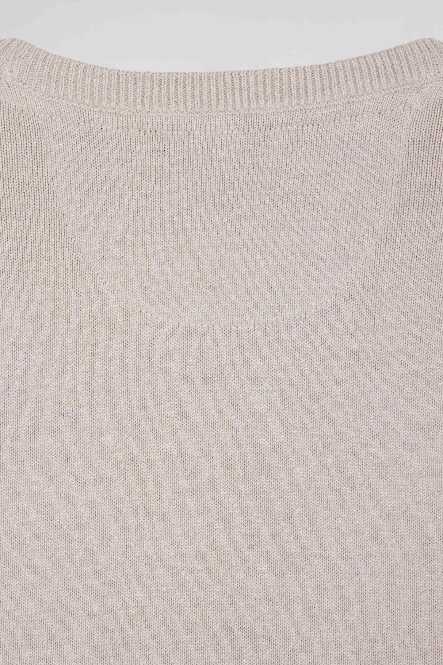 Regular beige wool and cotton crew neck jumper