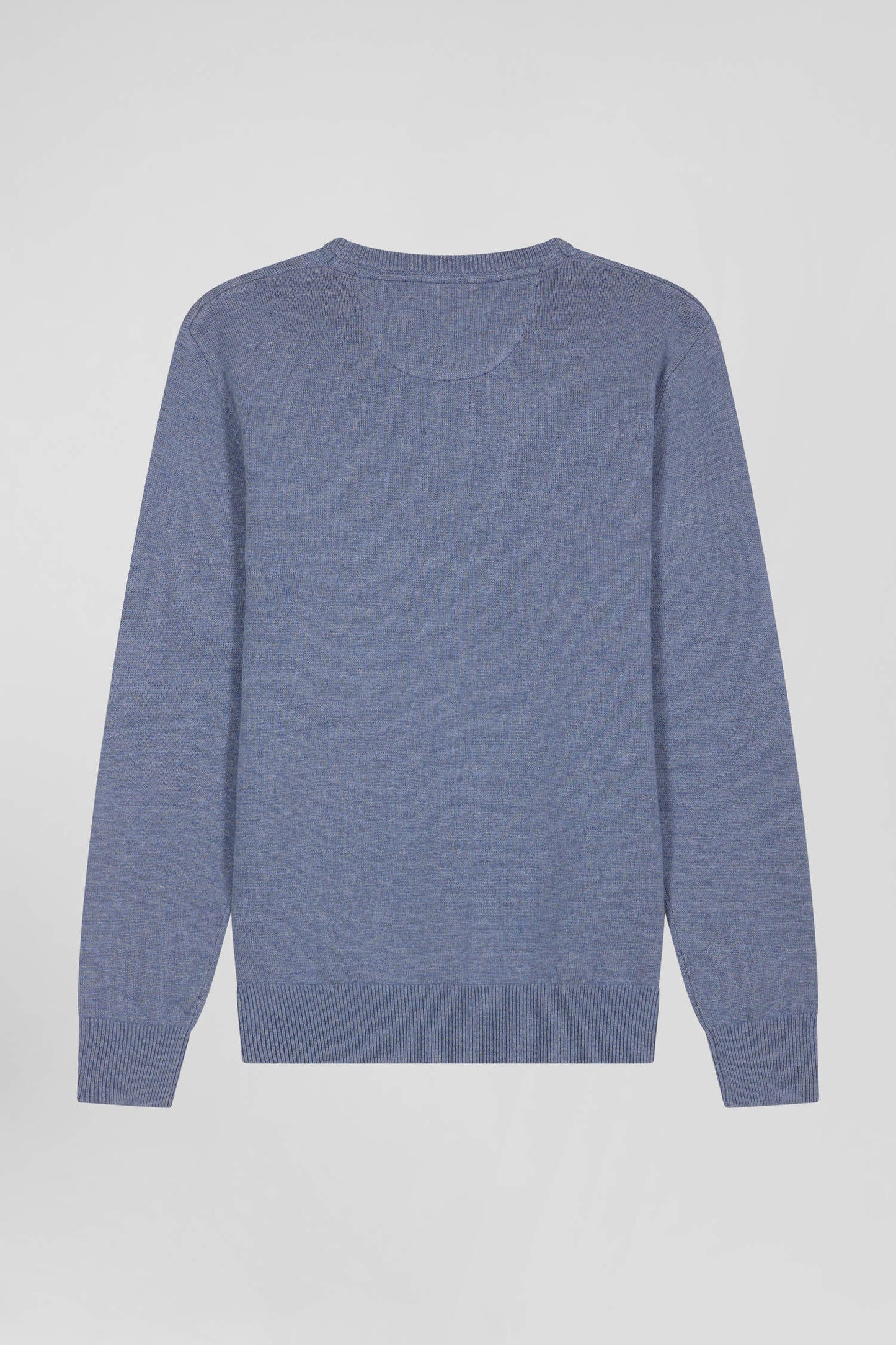 Pull col rond en laine et coton bleu clair coupe Regular