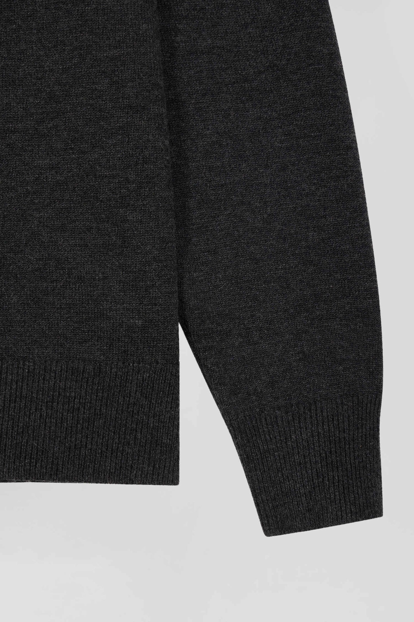 Regular anthracite grey wool and cotton crew neck jumper