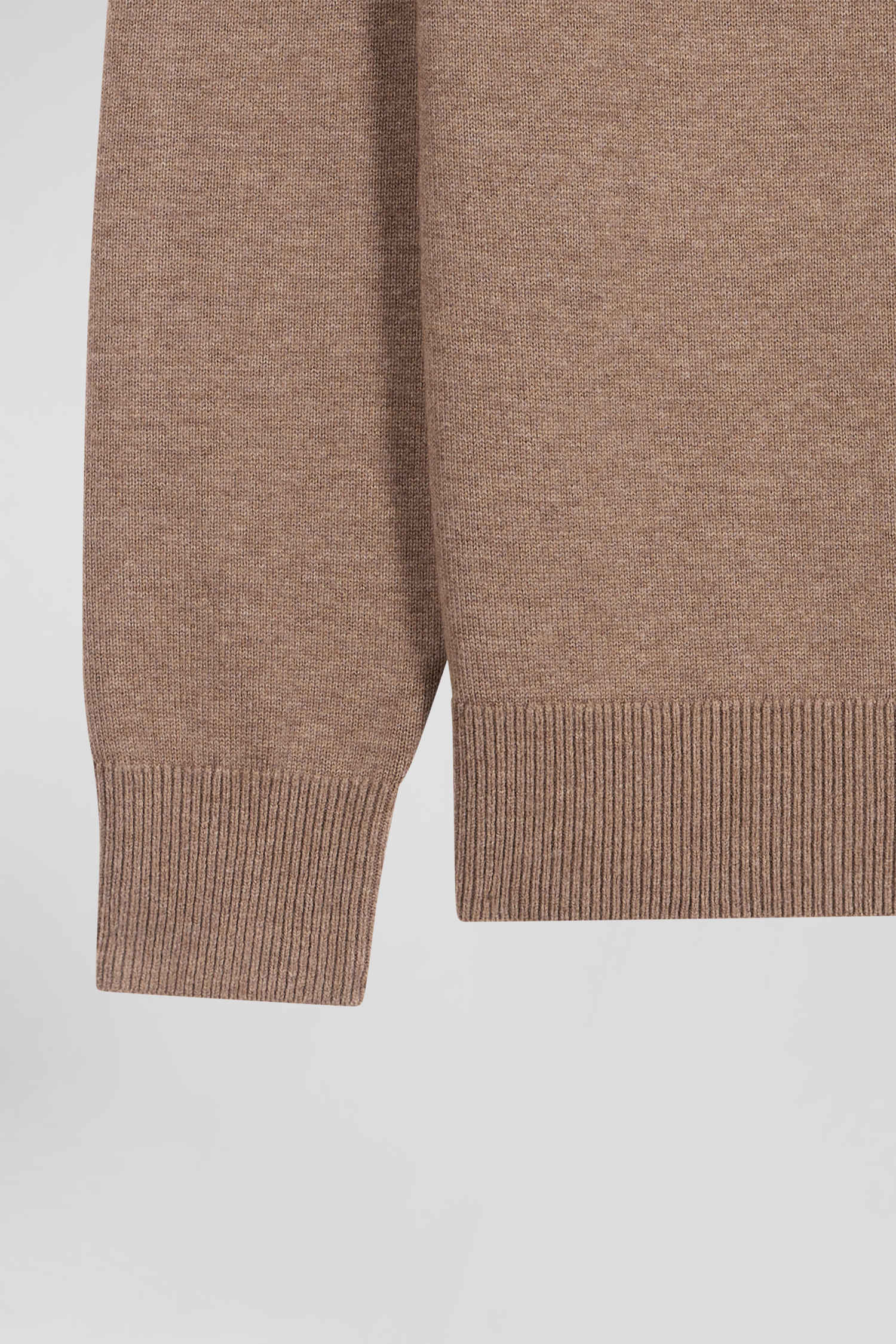 Regular brown wool and cotton crew neck jumper