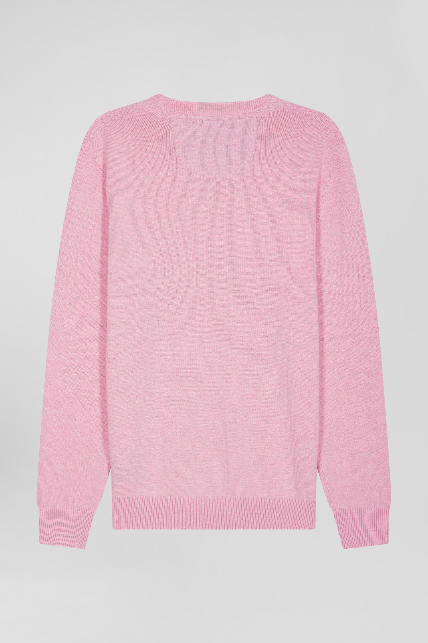 Regular pink wool and cotton crew neck jumper