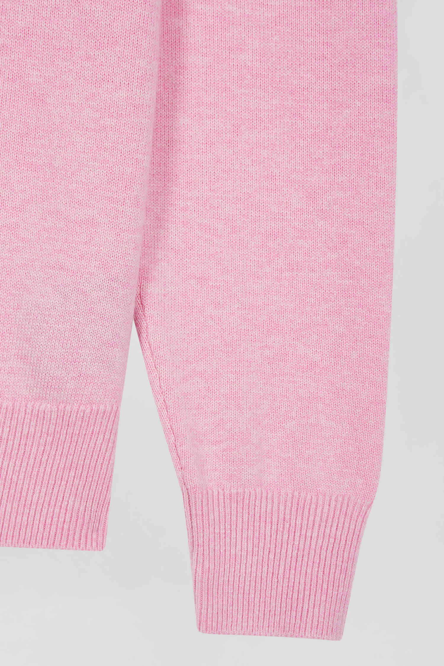 Regular pink wool and cotton crew neck jumper