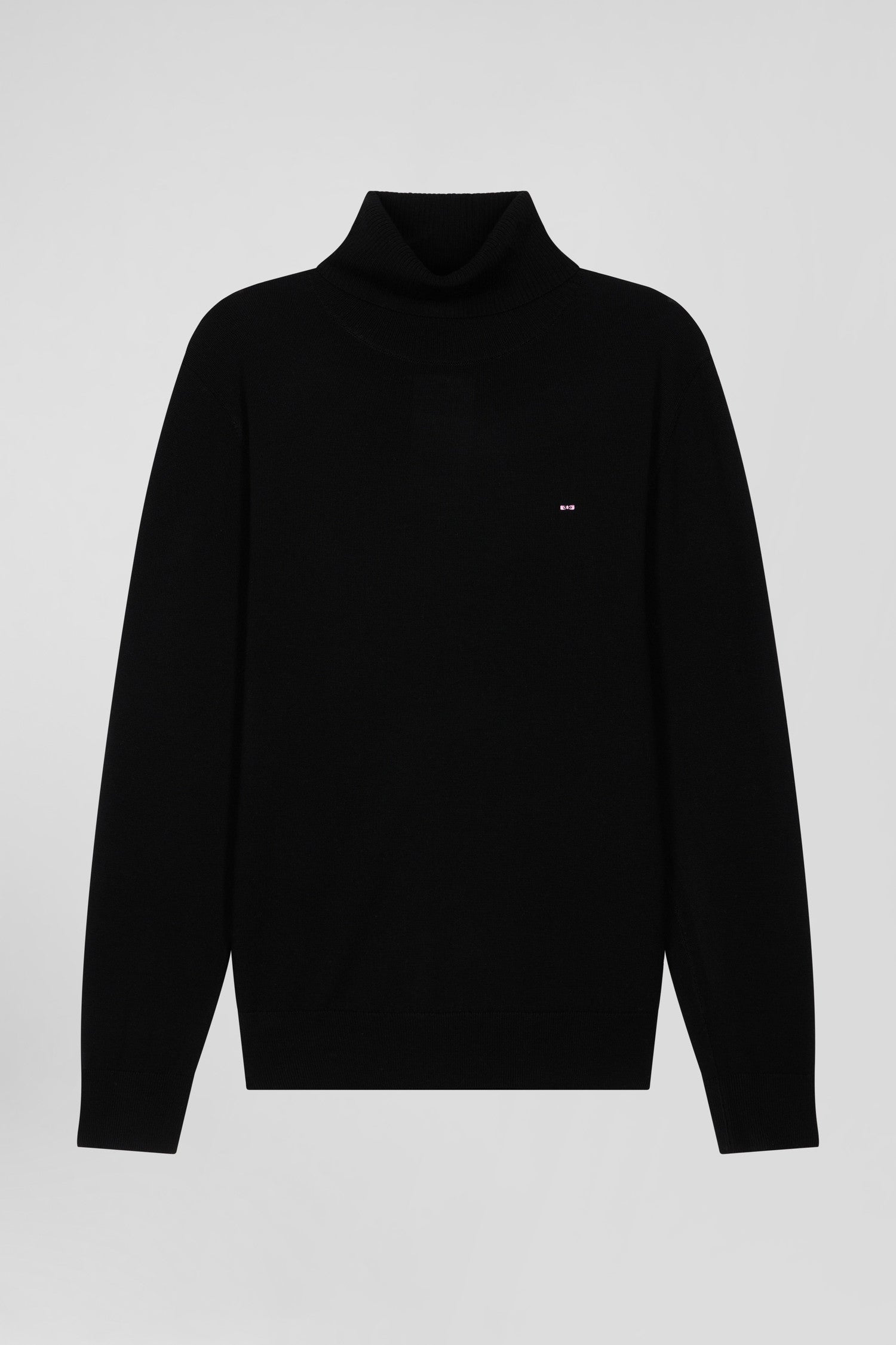 Regular anthracite grey wool and cotton turtleneck jumper