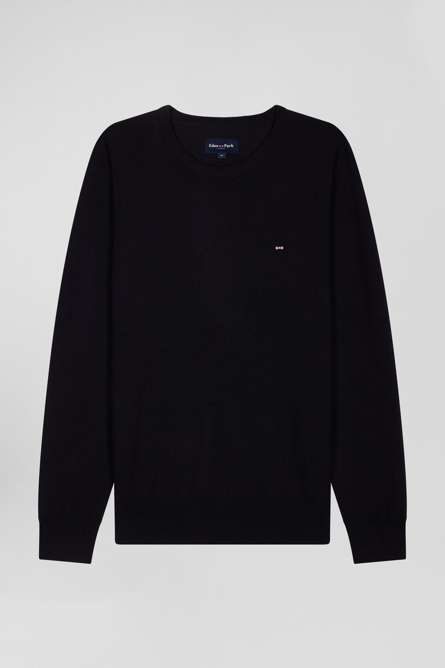 Regular navy blue merino wool V-neck jumper