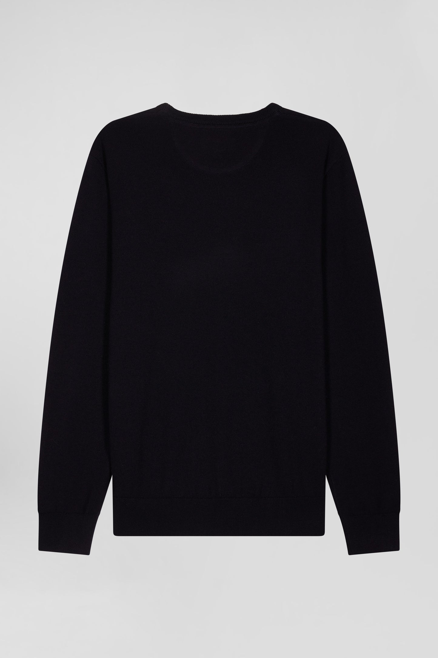 Regular navy blue merino wool V-neck jumper