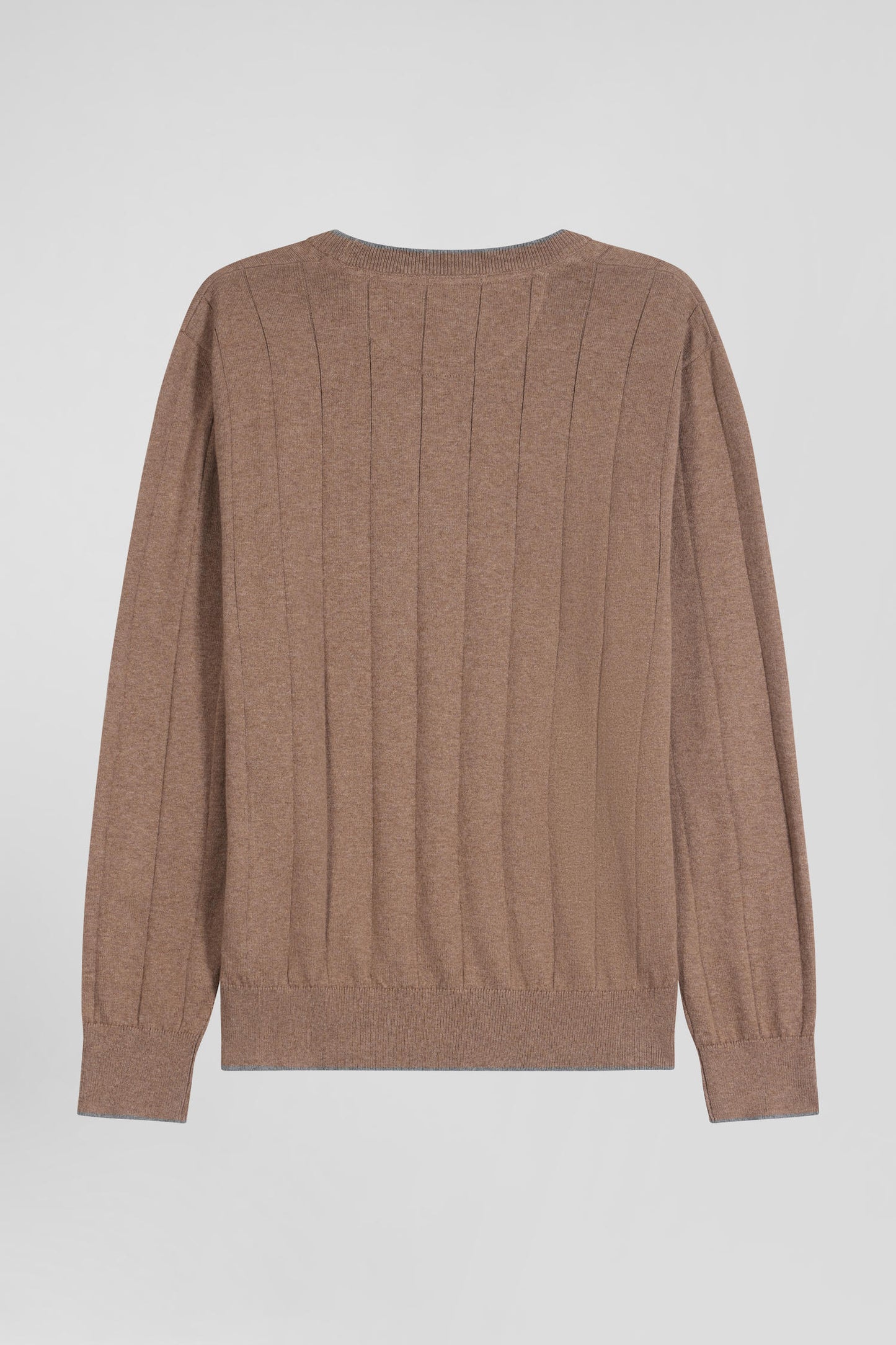 Regular brown cotton and cashmere crew neck jumper