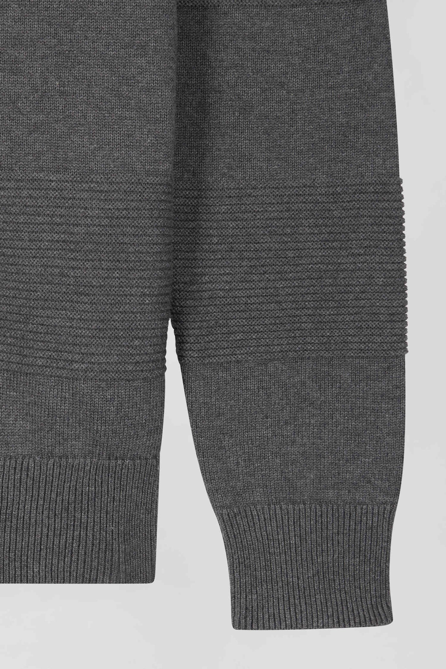 Grey cotton half-zip jumper with knit details Regular fit