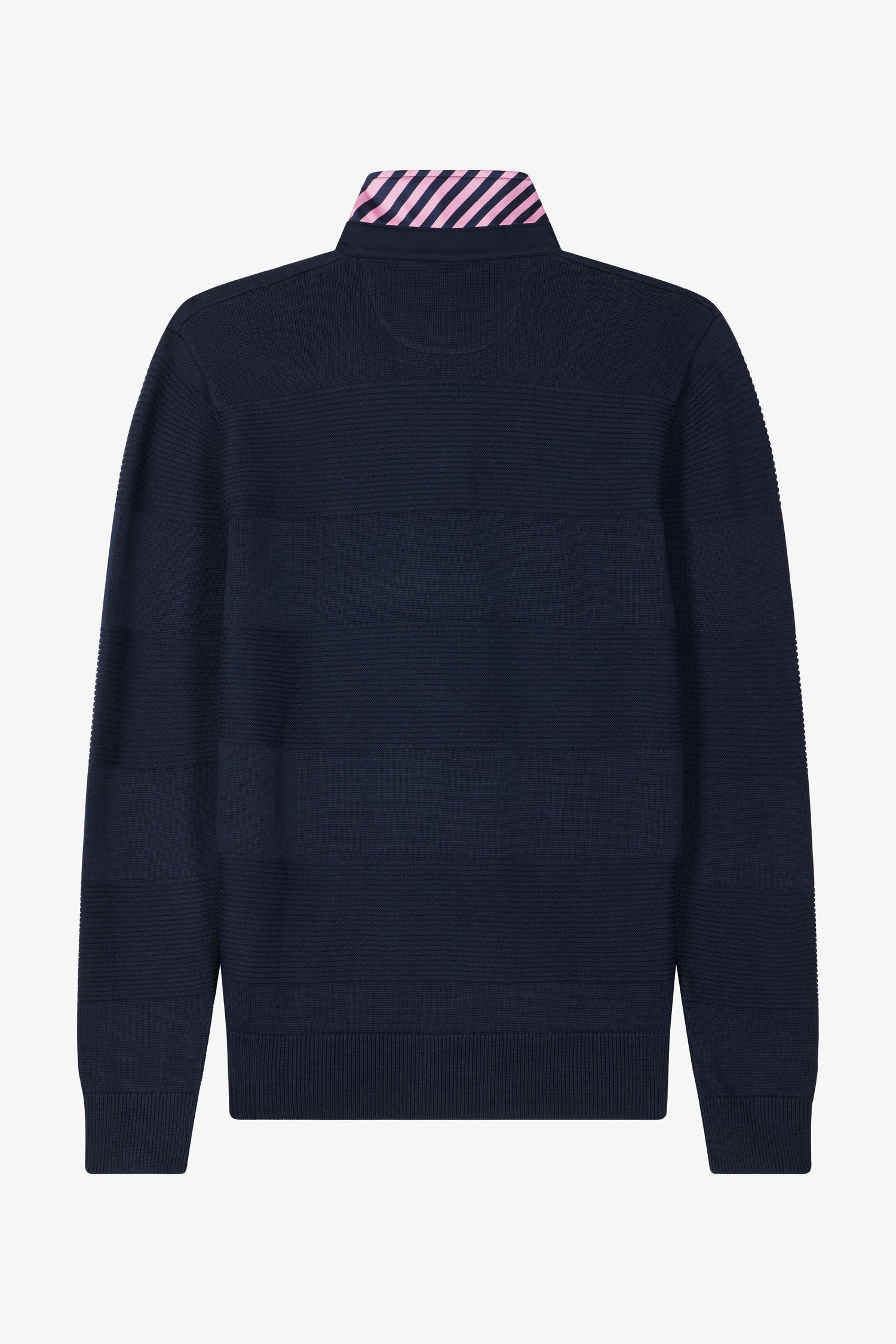 Regular navy blue cotton polo neck jumper