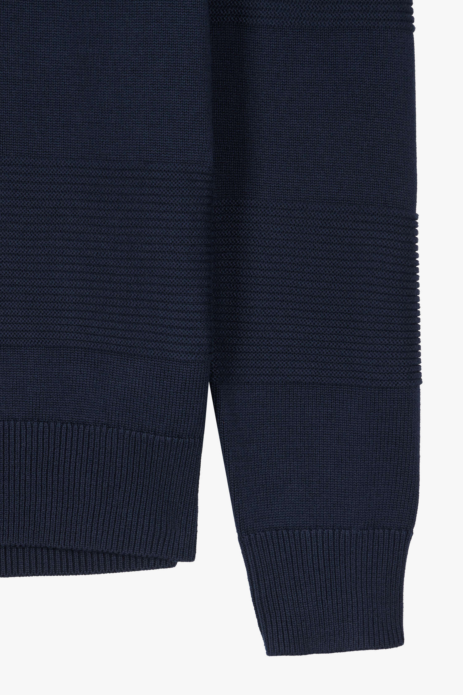 Regular navy blue cotton polo neck jumper