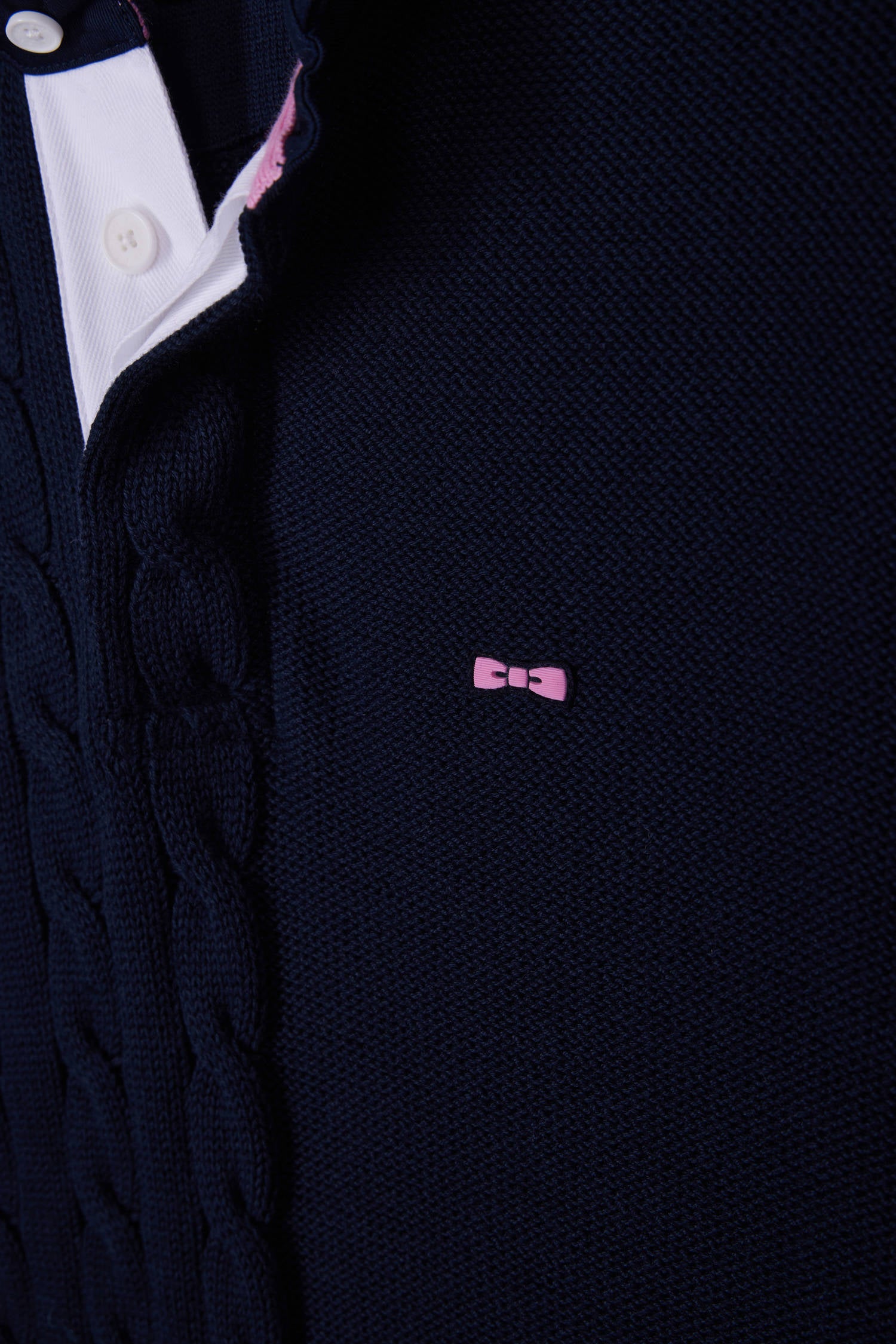 Regular navy blue cotton jumper with rugby shirt collar