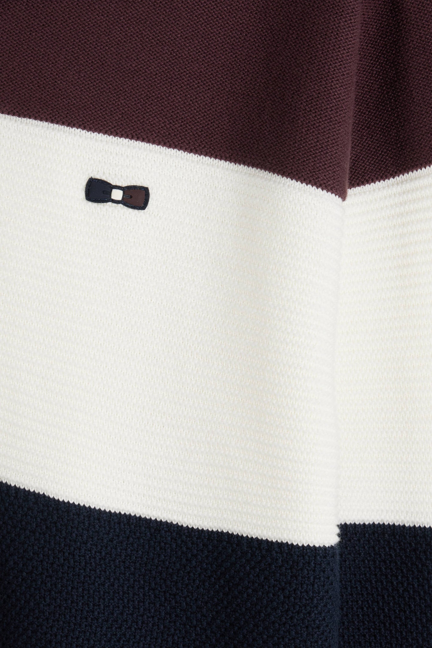 Pull col maillot en coton bordeaux à jeux de maille coupe Regular