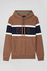 Hooded sweater in jacquard hazelnut cotton EP10 Regular fit