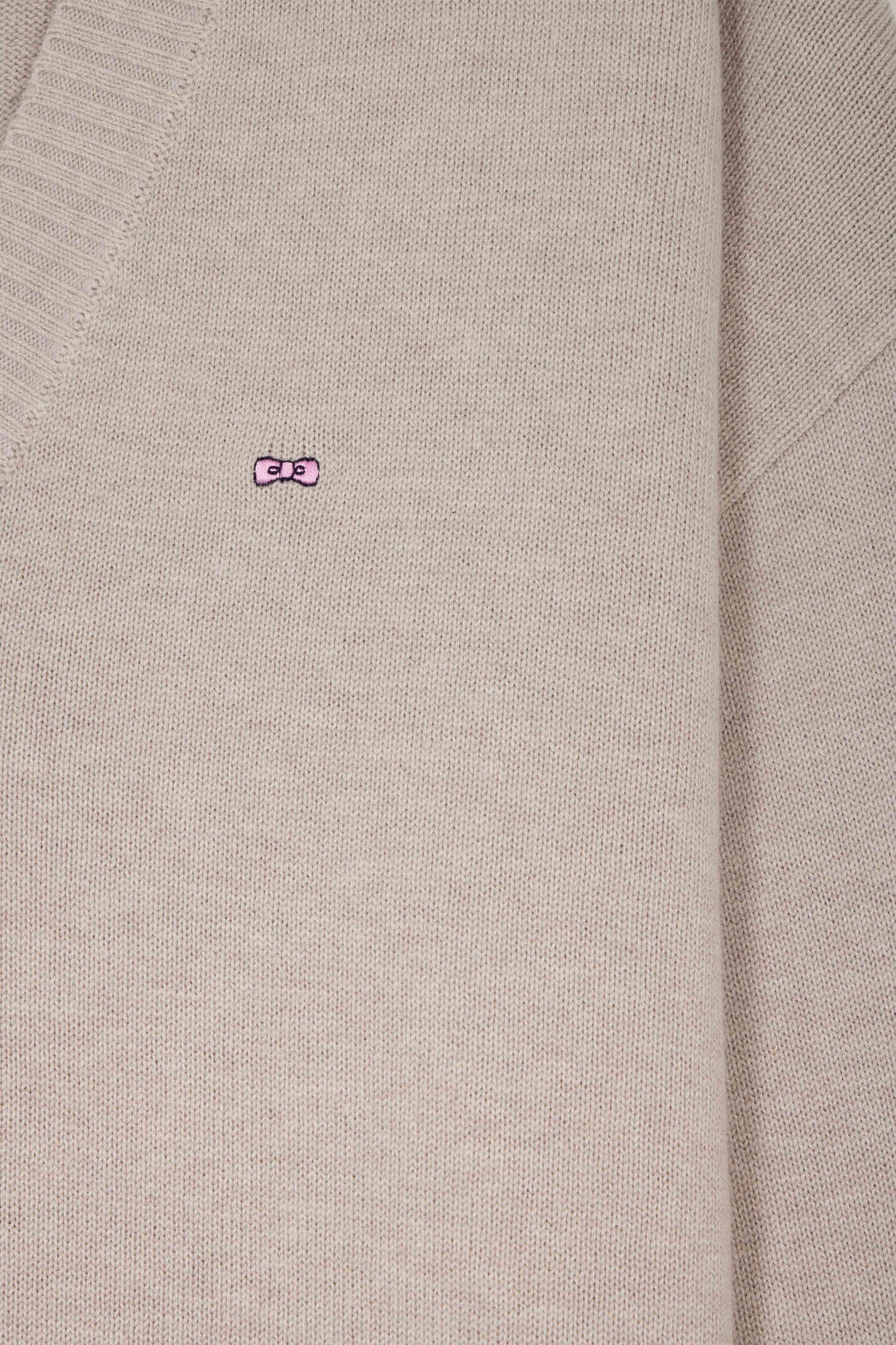 Relax beige wool and cotton V-neck jumper