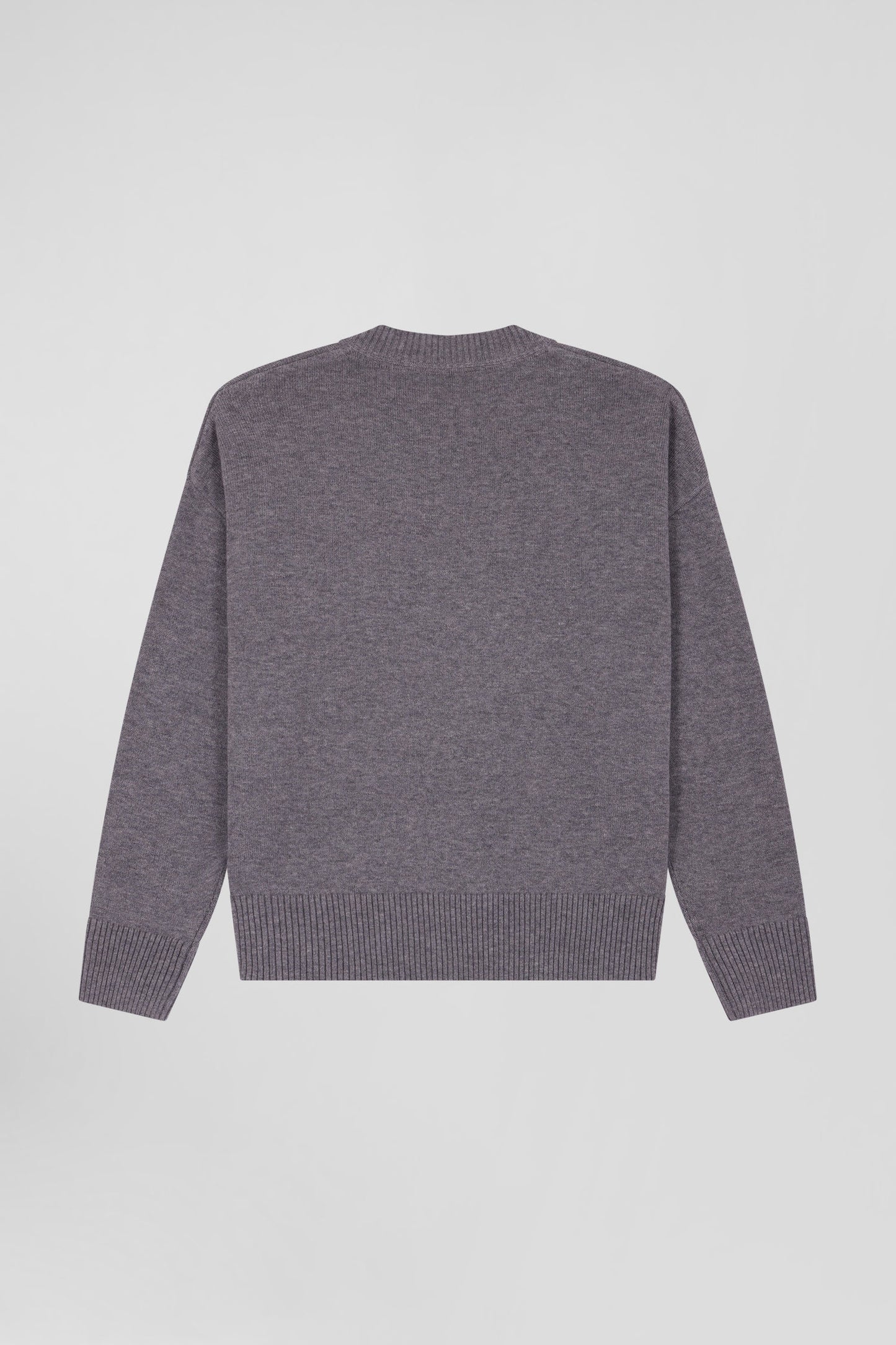 Charcoal grey wool and cotton V-neck Relaxed fit sweater