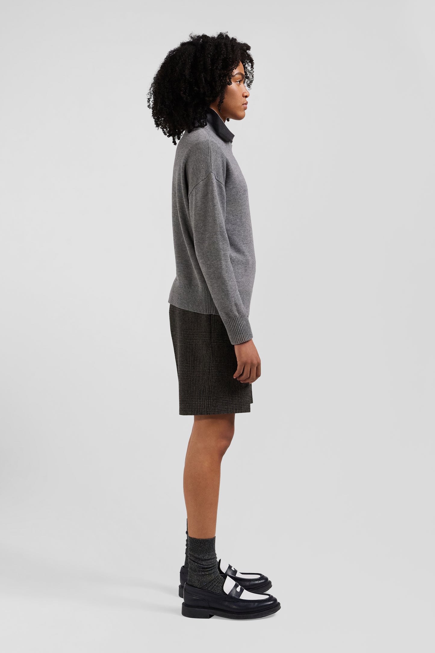 Relax dark grey wool and cotton crew neck jumper