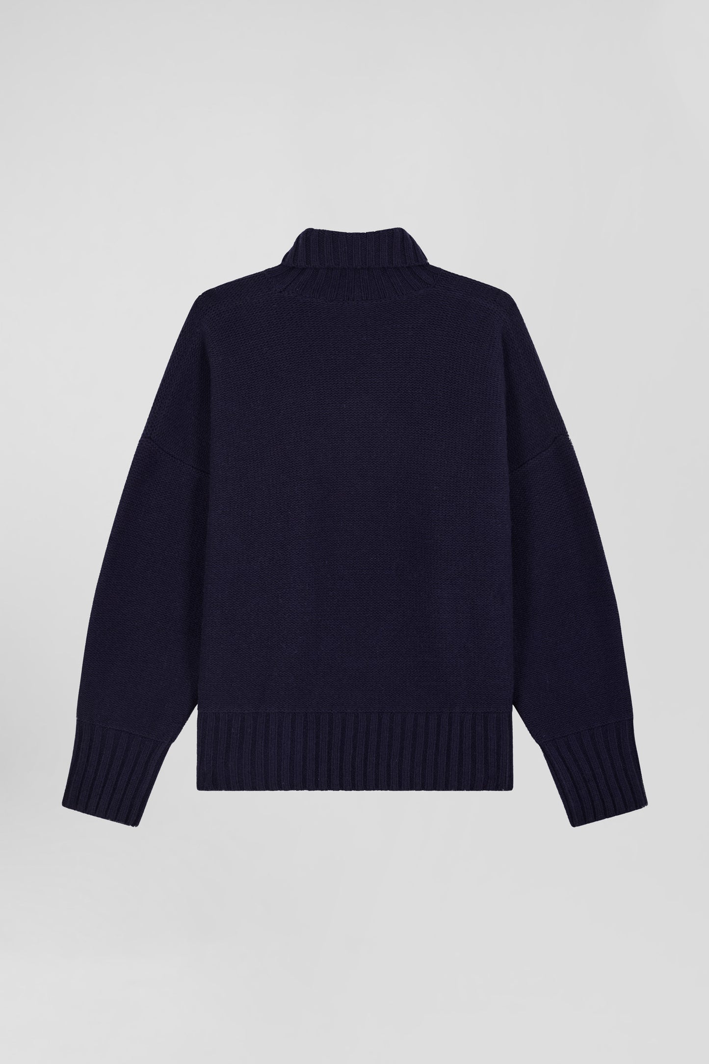 Pull col roulé en laine mélangée bleu marine coupe Oversized