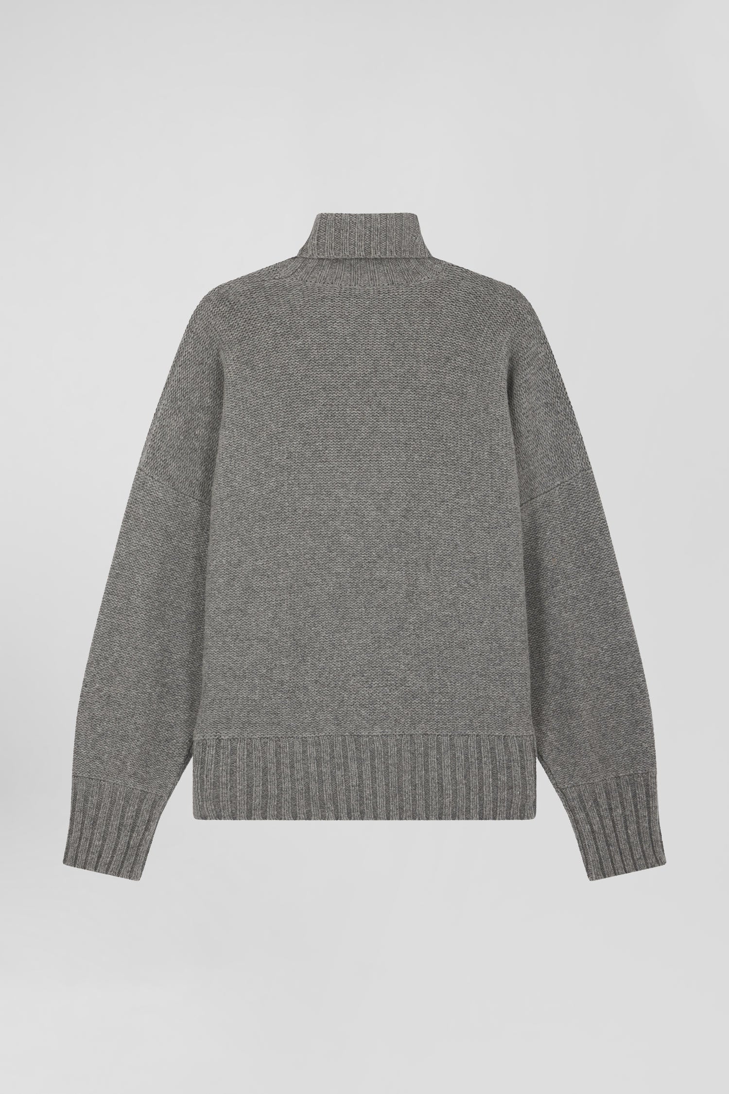 Pull col roulé en laine mélangée gris coupe Oversized