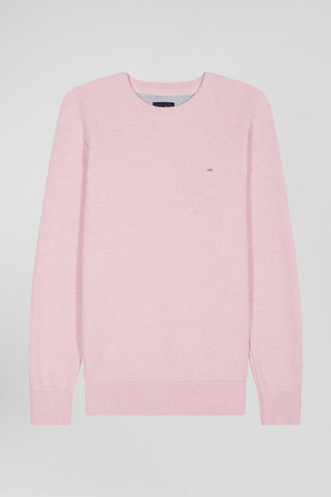 Regular pink cotton crew neck jumper - Image 2