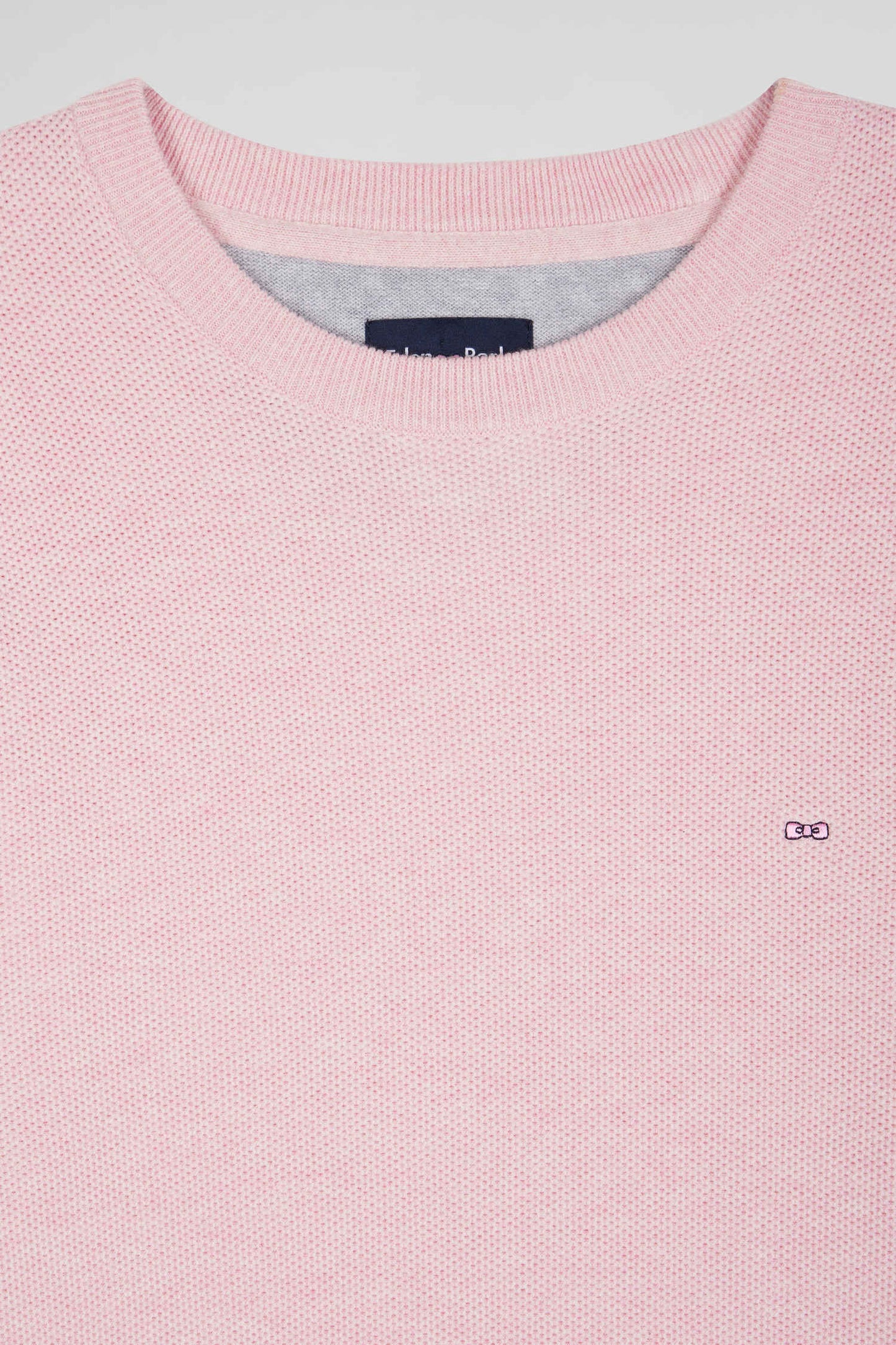 Regular pink cotton crew neck jumper