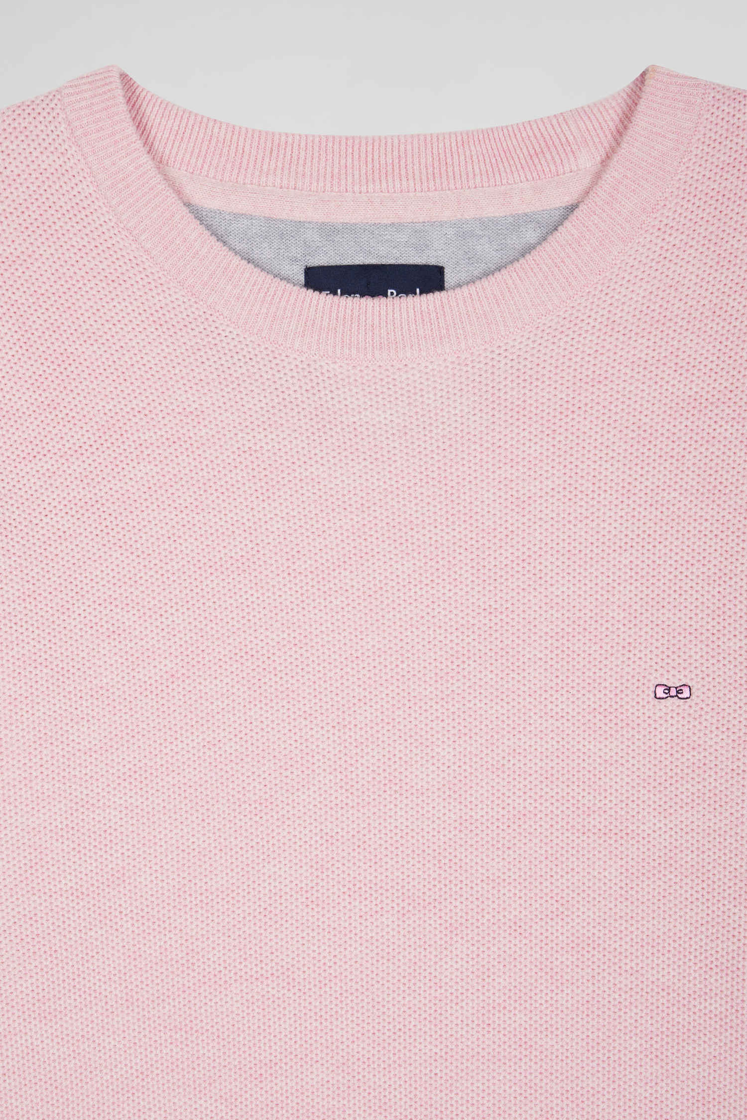 Regular pink cotton crew neck jumper