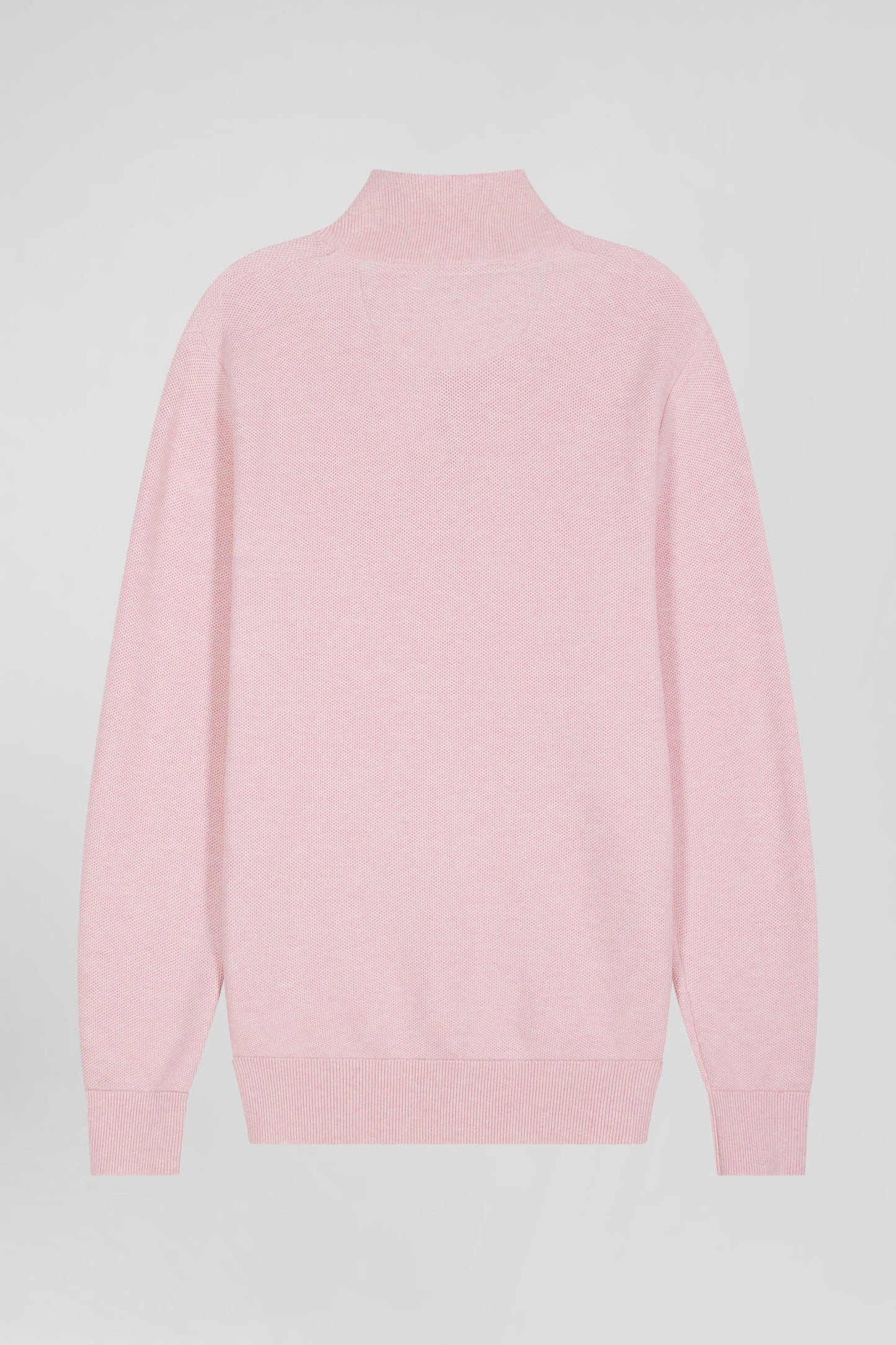 Regular pink cotton semi-zipped jumper