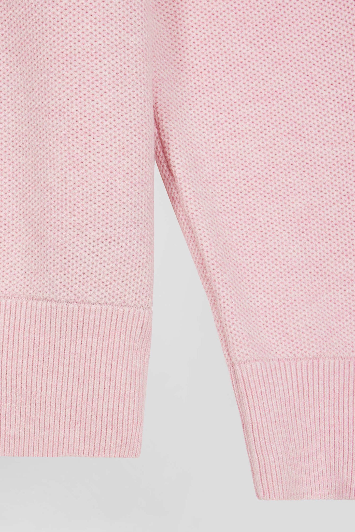 Regular pink cotton semi-zipped jumper