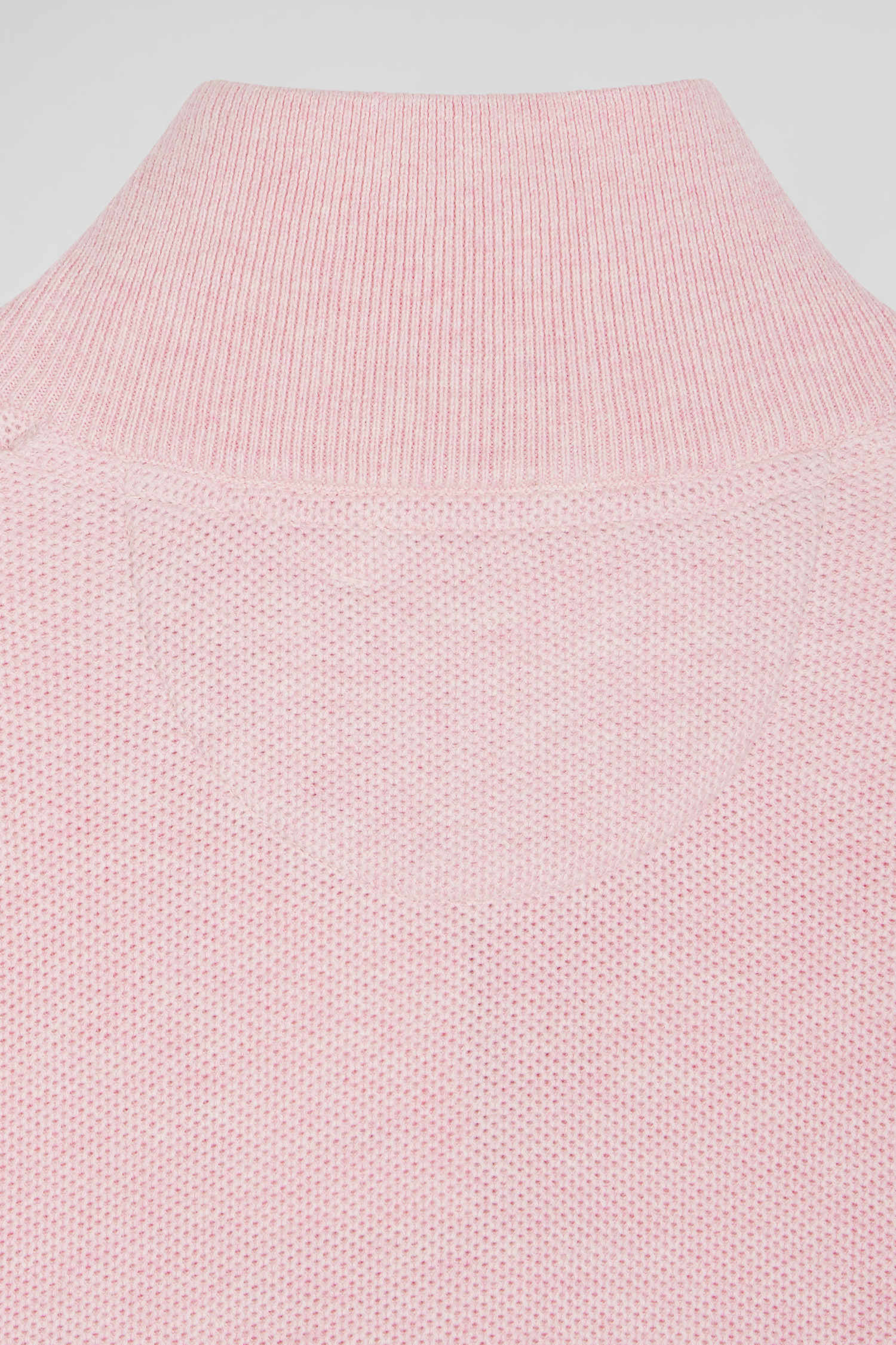 Regular pink cotton semi-zipped jumper