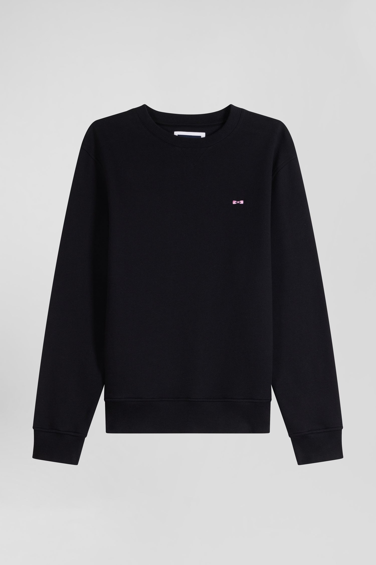 Regular black brushed cotton fleece sweatshirt