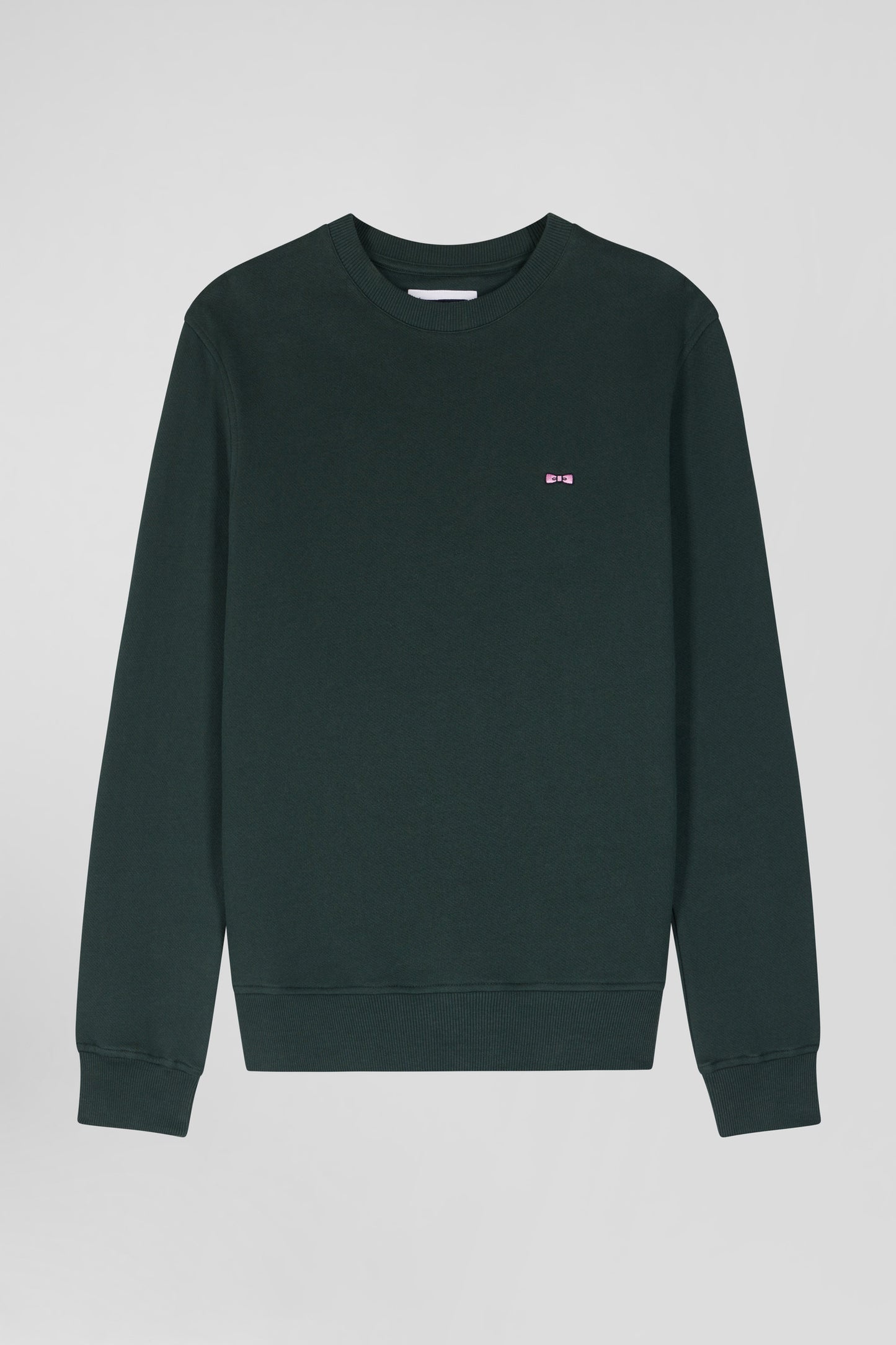 Regular green brushed cotton fleece sweatshirt