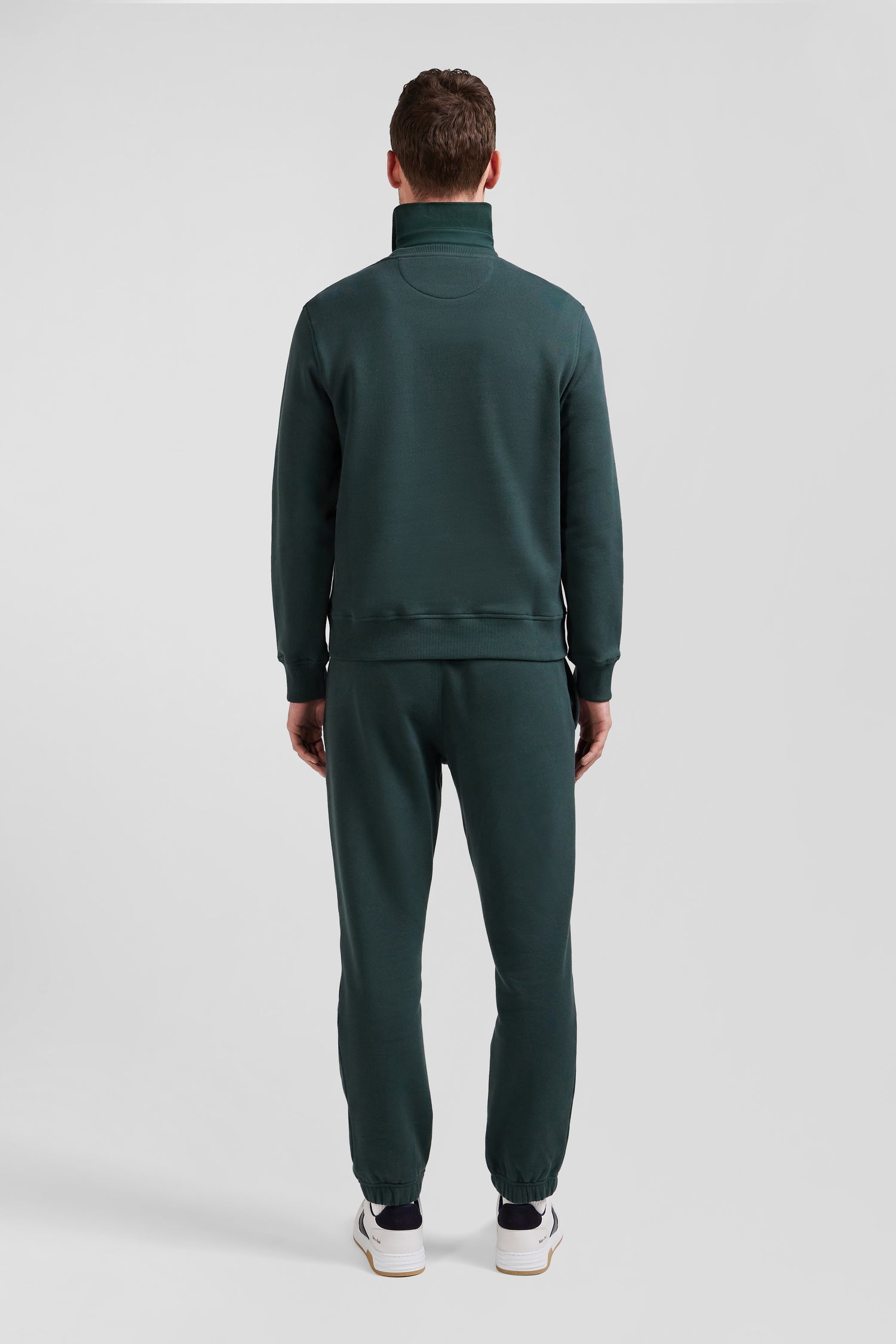 Regular green brushed cotton fleece sweatshirt