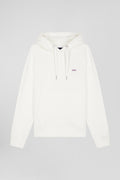 Regular ecru brushed cotton fleece hoodie