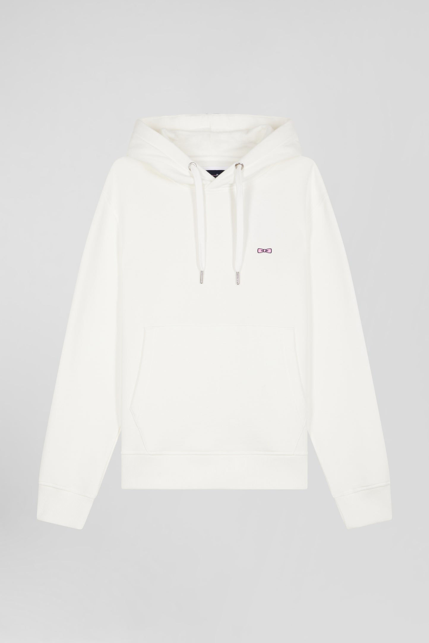 Regular ecru brushed cotton fleece hoodie