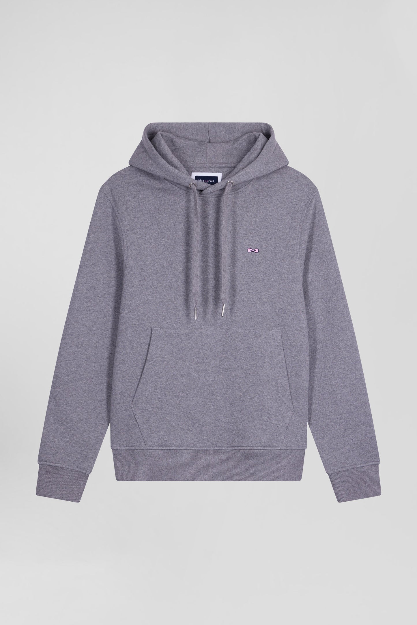 Regular grey brushed cotton fleece hoodie