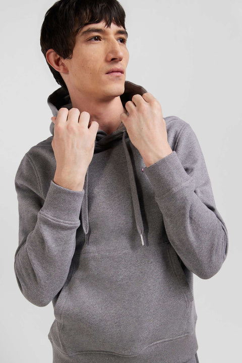 Regular grey brushed cotton fleece hoodie - Image 3