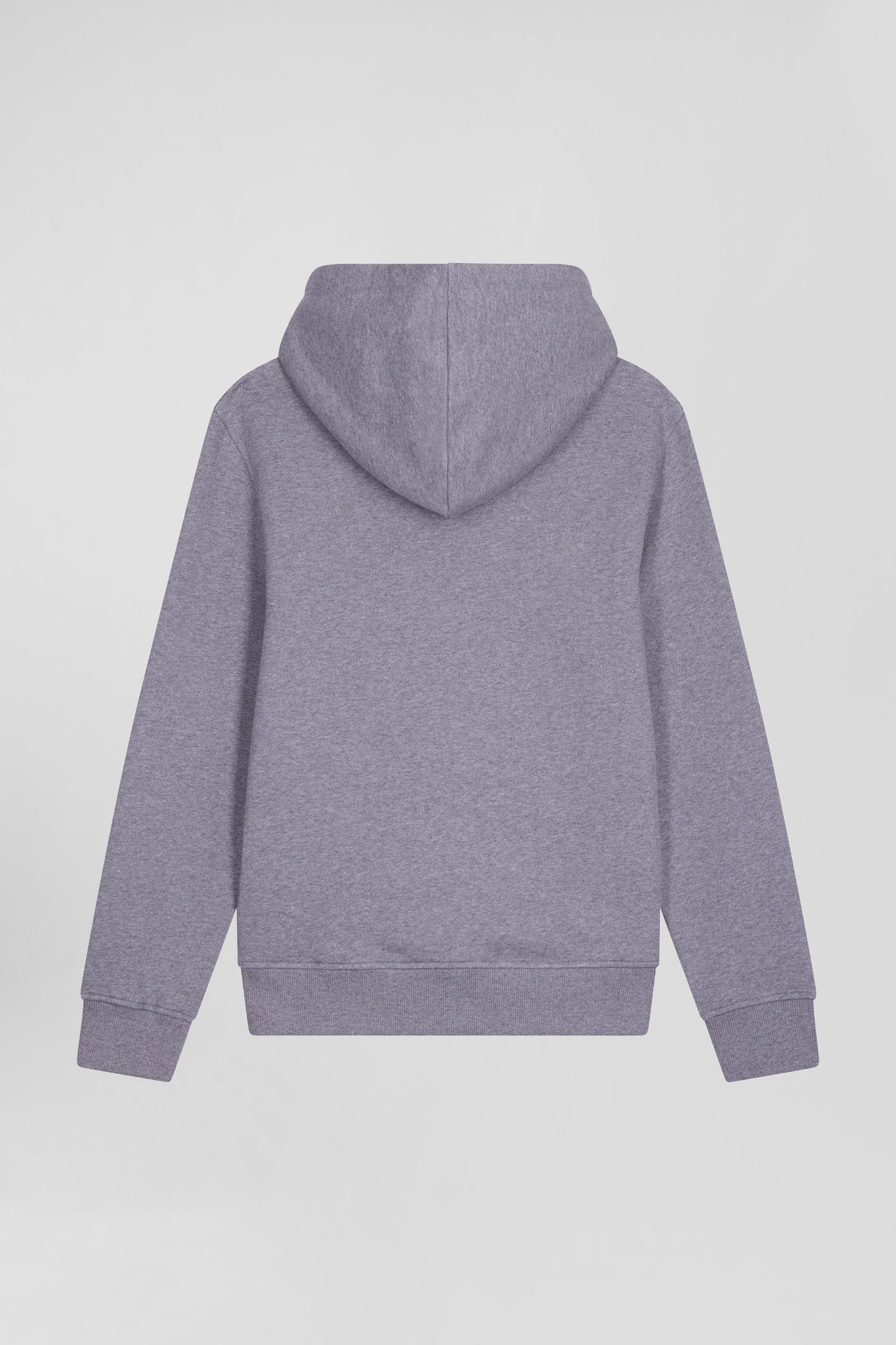 Regular grey brushed cotton fleece hoodie