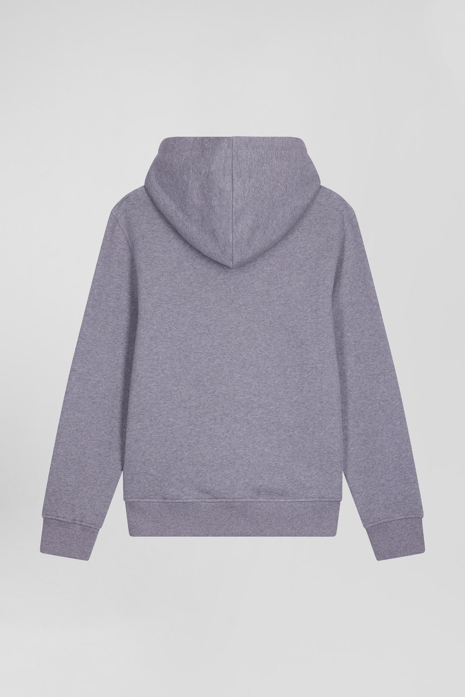 Regular grey brushed cotton fleece hoodie