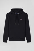 Regular black brushed cotton fleece hoodie