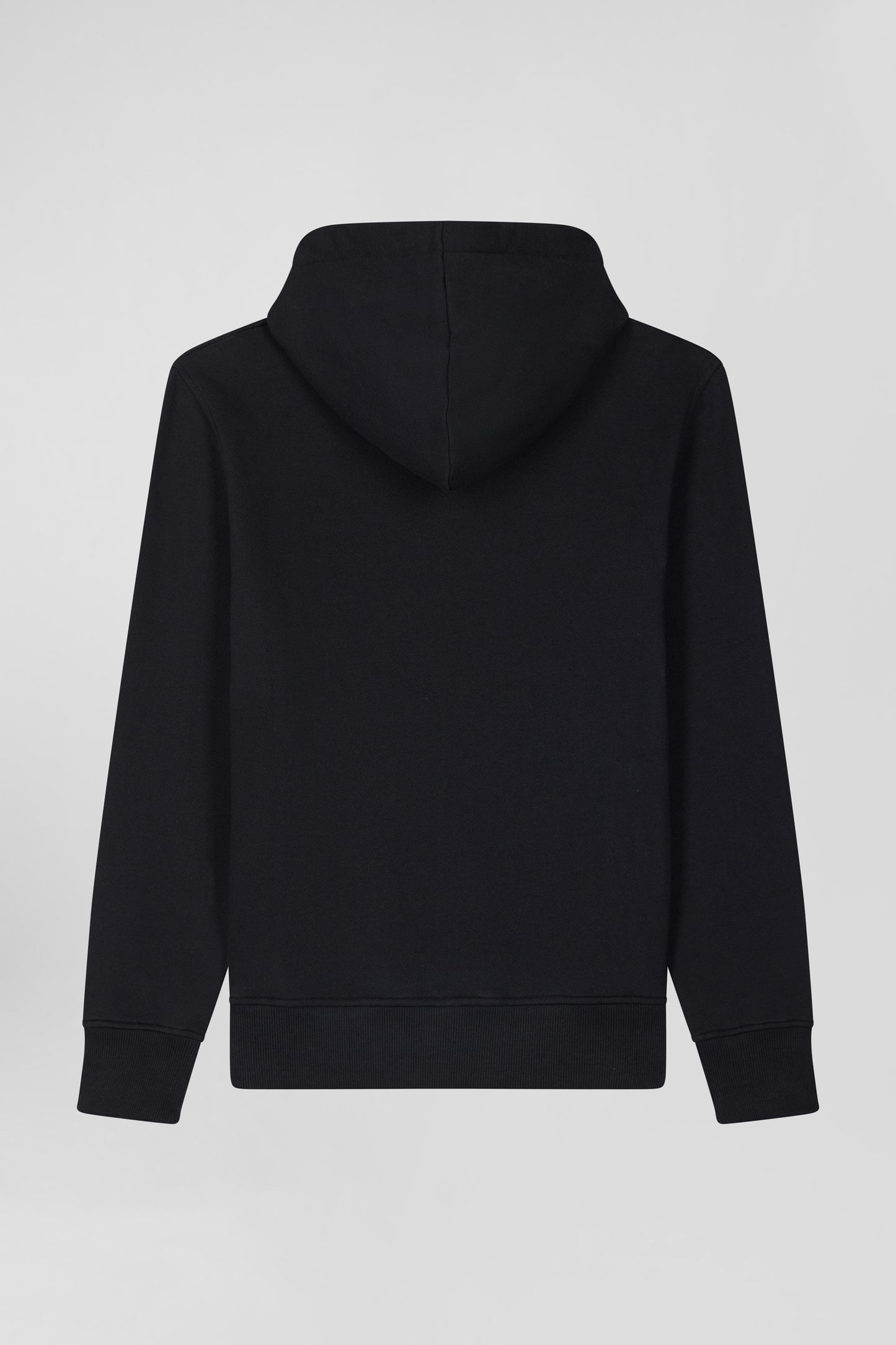 Regular black brushed cotton fleece hoodie