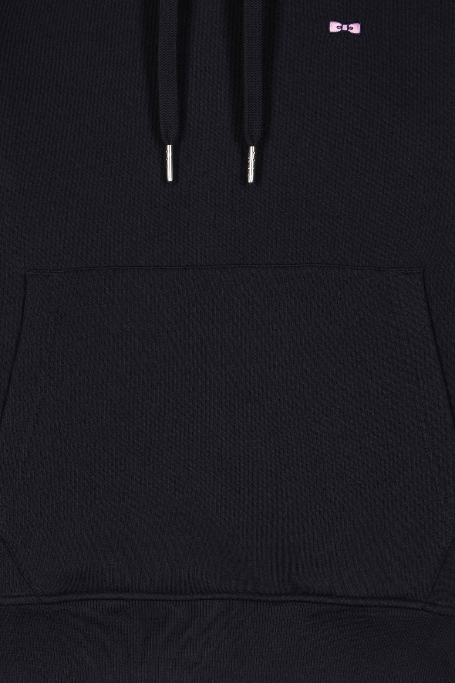 Regular black brushed cotton fleece hoodie