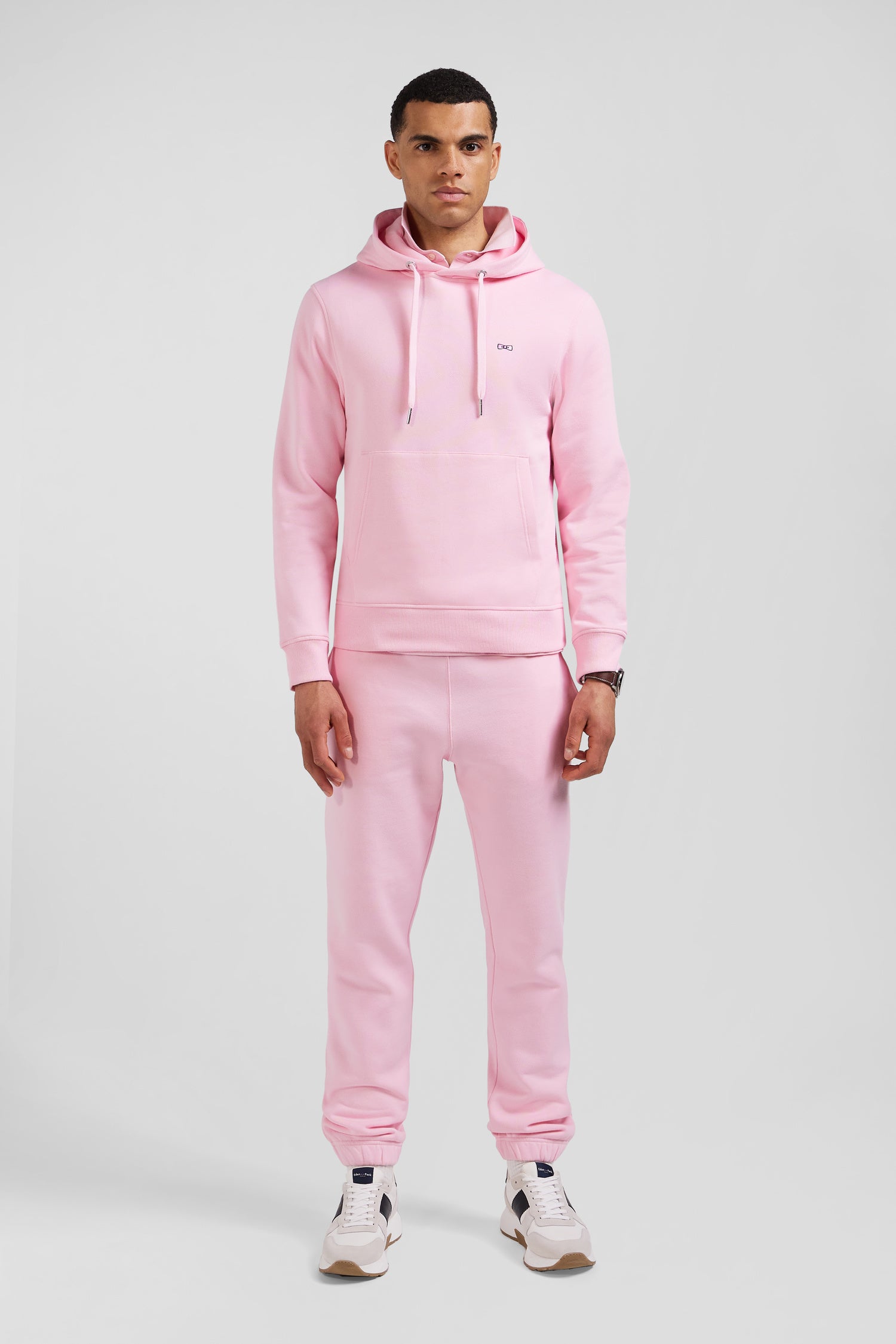 Regular pink brushed cotton fleece hoodie