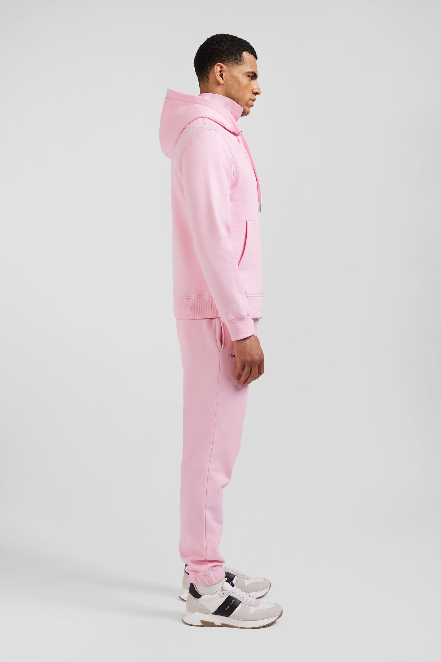 Regular pink brushed cotton fleece hoodie