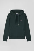 Regular green brushed cotton fleece hoodie