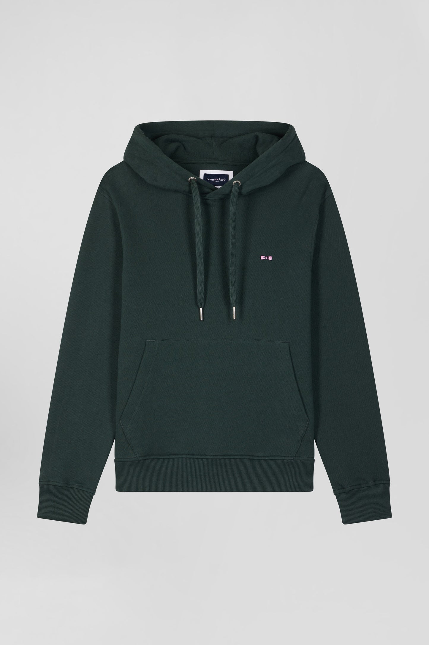 Regular green brushed cotton fleece hoodie