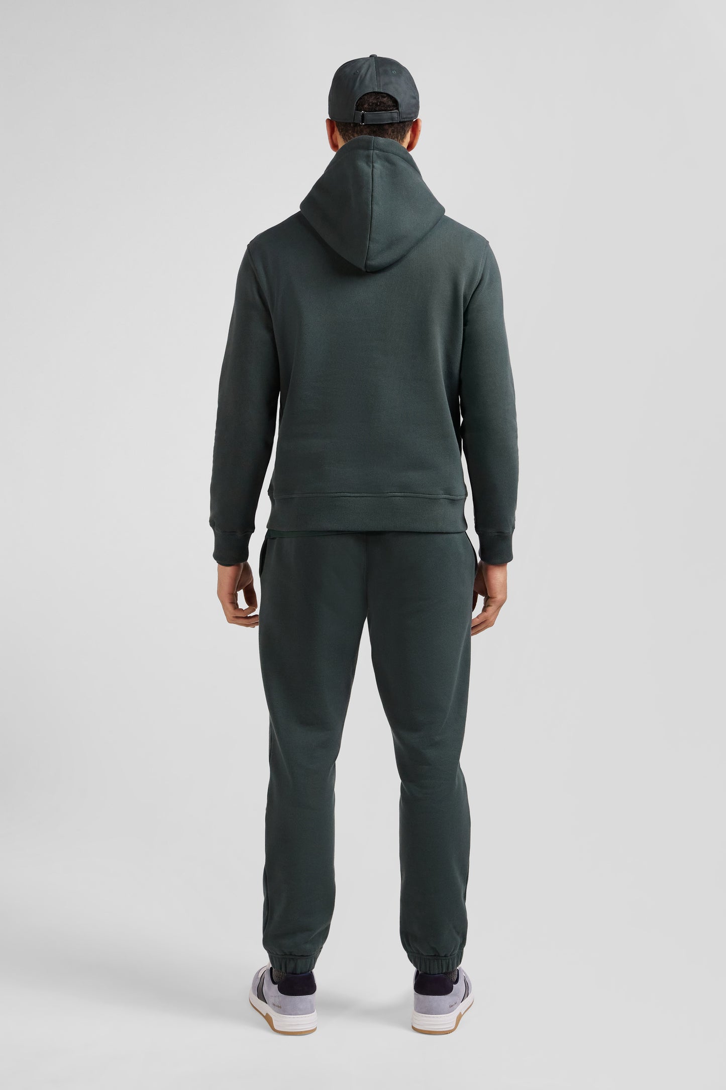 Regular green brushed cotton fleece hoodie