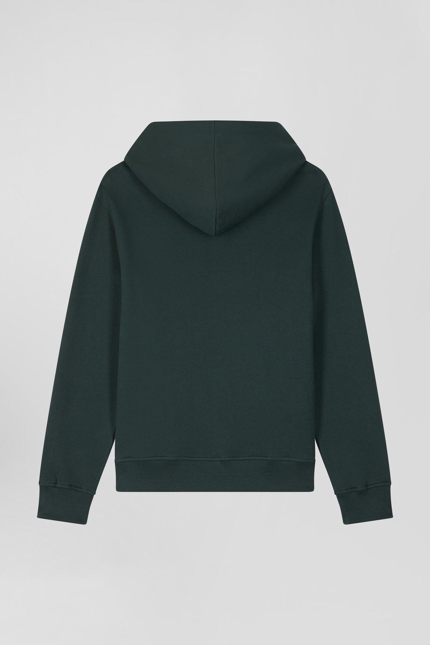 Regular green brushed cotton fleece hoodie