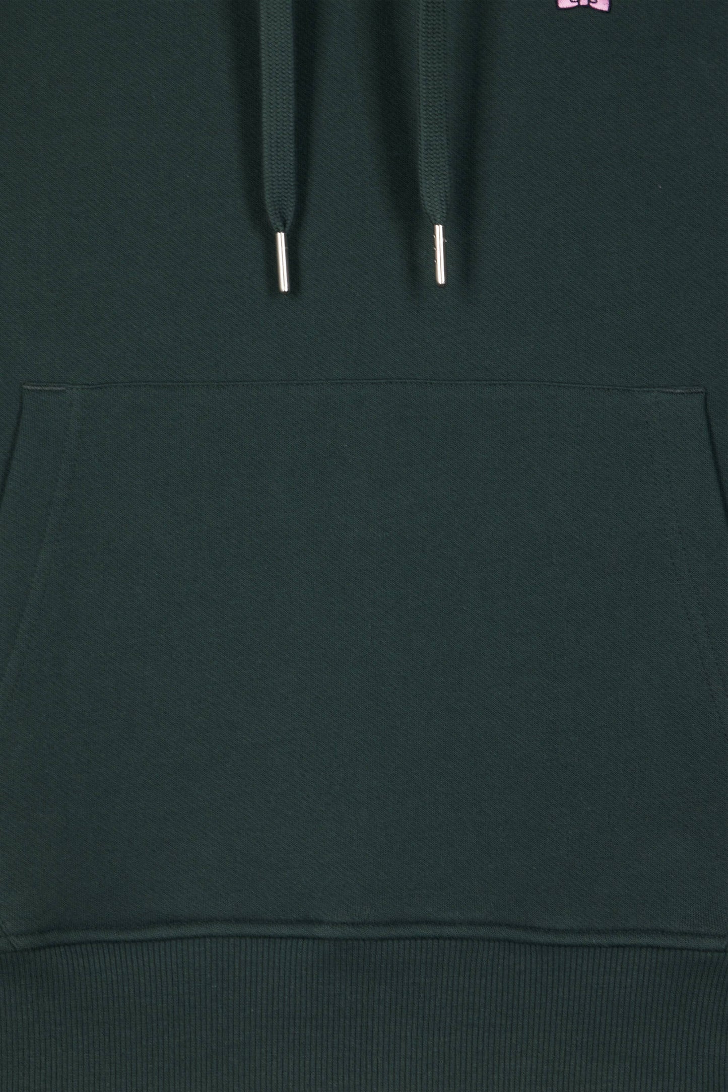 Regular green brushed cotton fleece hoodie