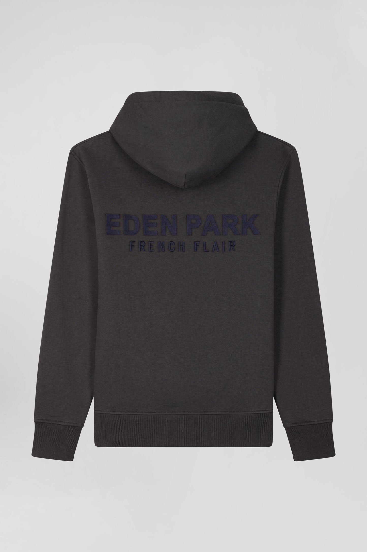 Regular brown brushed cotton fleece hoodie with Eden Park embroidery