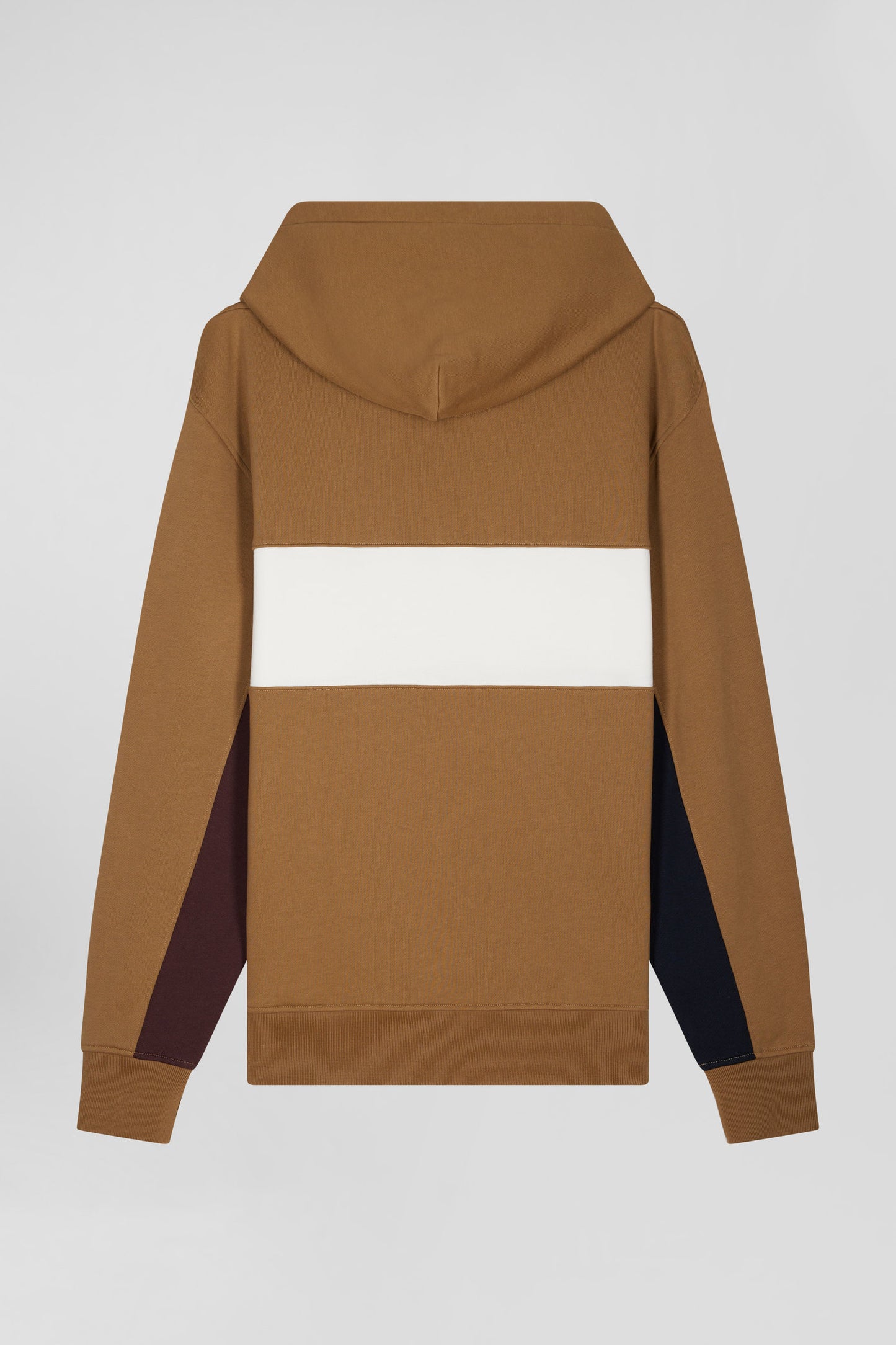 Relaxed camel colorblock cotton hoodie